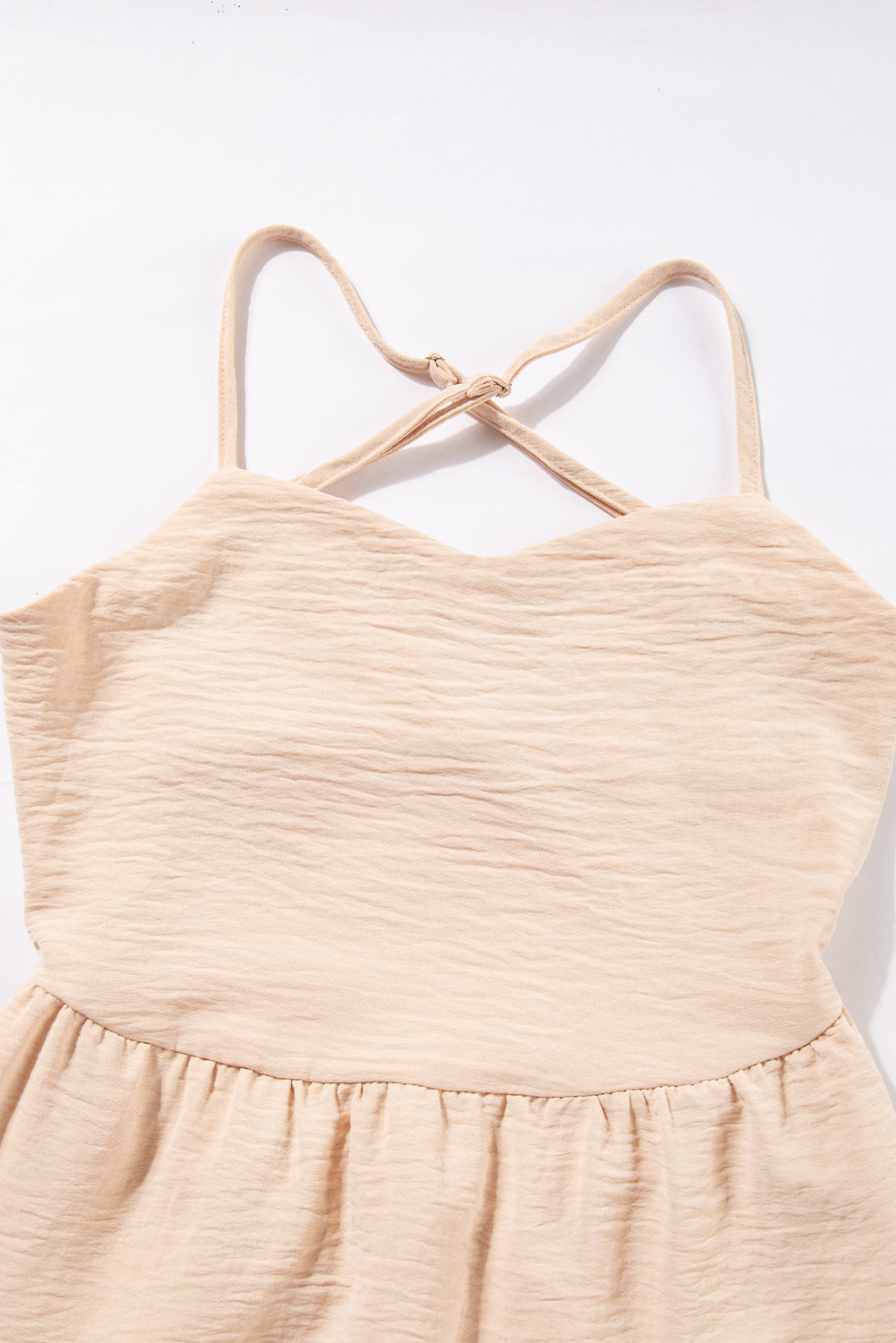 Oatmeal Crossover Backless Bodice Tiered Maxi Dress