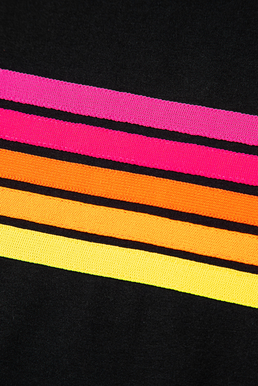 Black Striped Patch Front Casual Tee