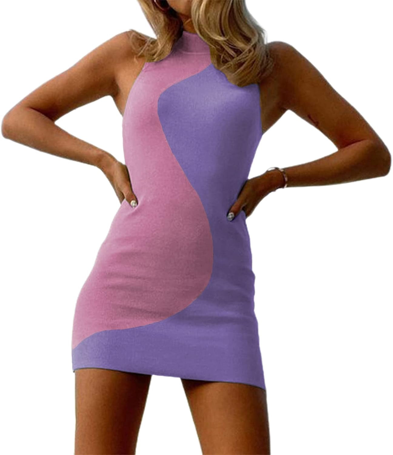 Women Sexy Bodycon Dress Y2K Knitted Mini Dress Halter Belle Diosa Women Sexy Bodycon Dress Y2K Knitted Mini Dress Halter Belle Diosa