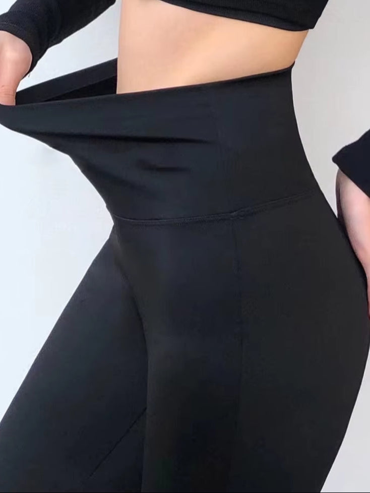 Women Shark Flared Pants Black Elastic Slim High Waist