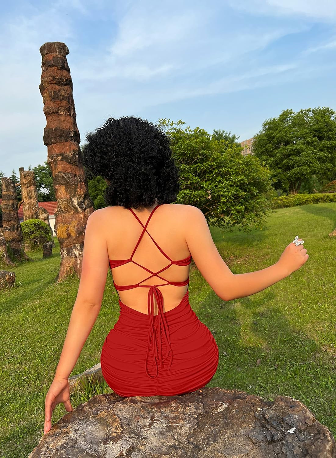 Women'S Sexy Backless Spaghetti Strap Sleeveless Ruched Bodycon Mini C Belle Diosa Women'S Sexy Backless Spaghetti Strap Sleeveless Ruched Bodycon Mini C Belle Diosa